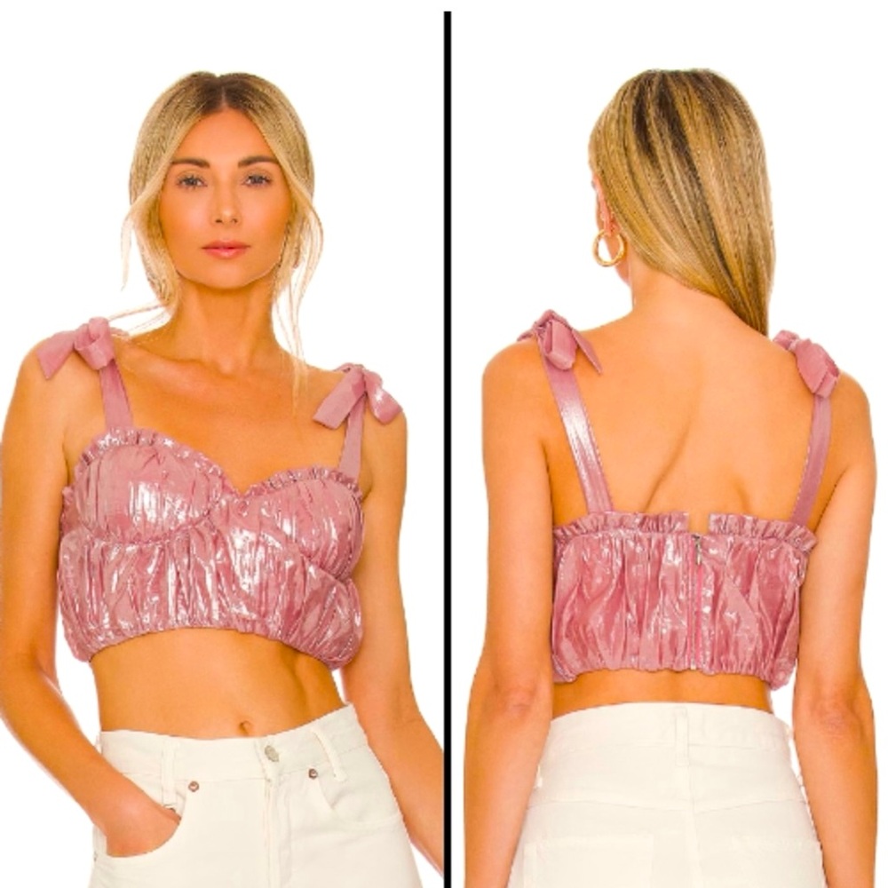 chic metallic pink bow top 🎀💗